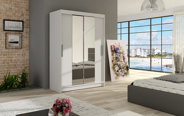 Nagy MIAMI II gardróbszekrény fehér színben, szélessége 120 cm