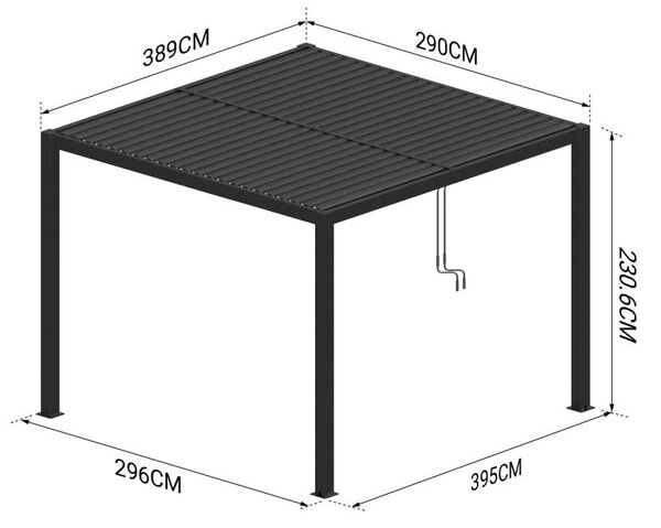 Alumínium bioklimatikus pergola lamellákkal 4 x 3 M
