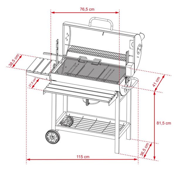 KRISTEN Multifunkciós grill füstölővel + elektromos tű