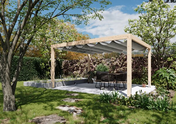 Pergola szaletli árnyékolás Bari1 Pergola elhúzható árnyékolóval