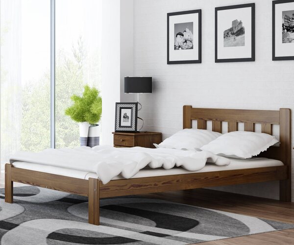 AMI bútorok Fenyőfa ágy Brita 140x200 cm, dió színben