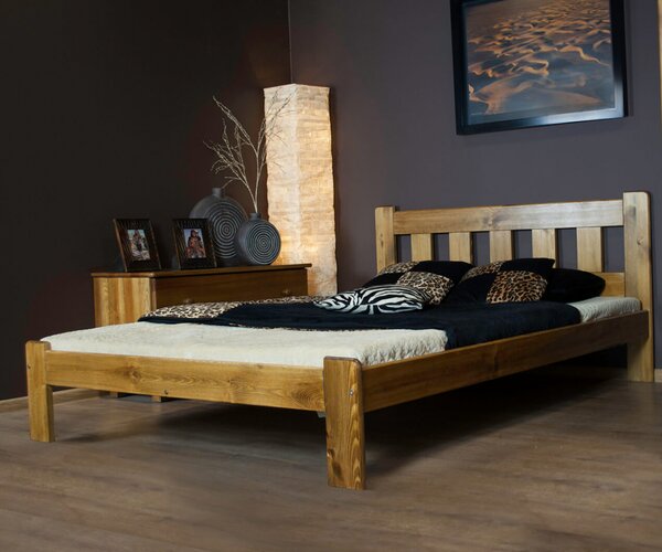 AMI bútorok Fenyőfa ágy Brita 120x200 cm méretben, tölgy színben