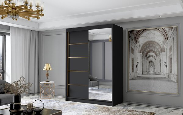 LUNGO III gardróbszekrény, 120 cm – fekete