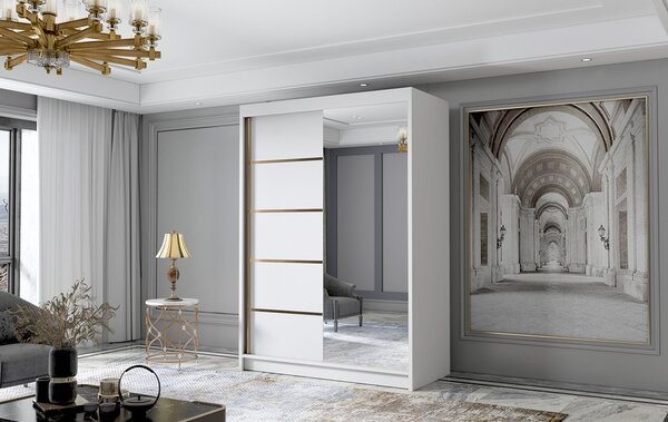 LUNGO III gardróbszekrény, 120 cm – fehér