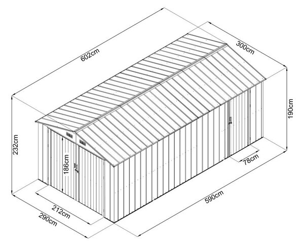 Avenberg Kerti ház / garázs 6.02 x 3 m ANTRACIT CG-K2010-B