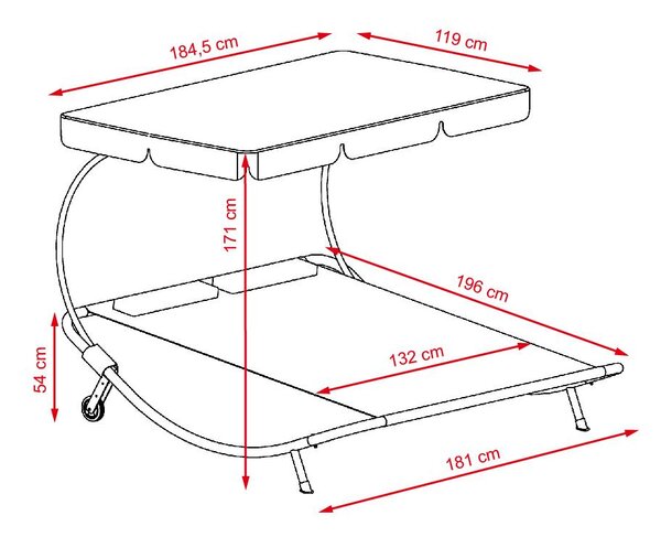 Craftfield BAHAMA relaxációs nyugágy 2 személynek - Szürke
