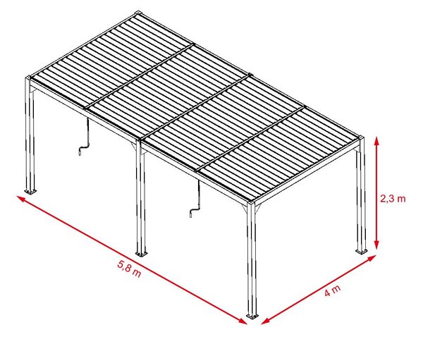 Alumínium bioklimatikus pergola lamellákkal 5.8 x 4 M