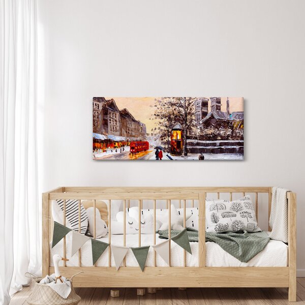 Kép - Egy téli város festménye (120x50 cm)