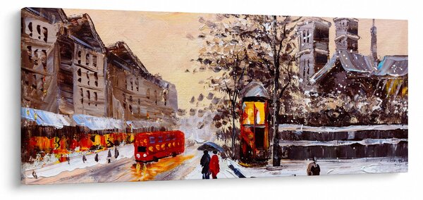 Kép - Egy téli város festménye (120x50 cm)