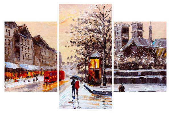 Kép - Egy téli város festménye (90x60 cm)