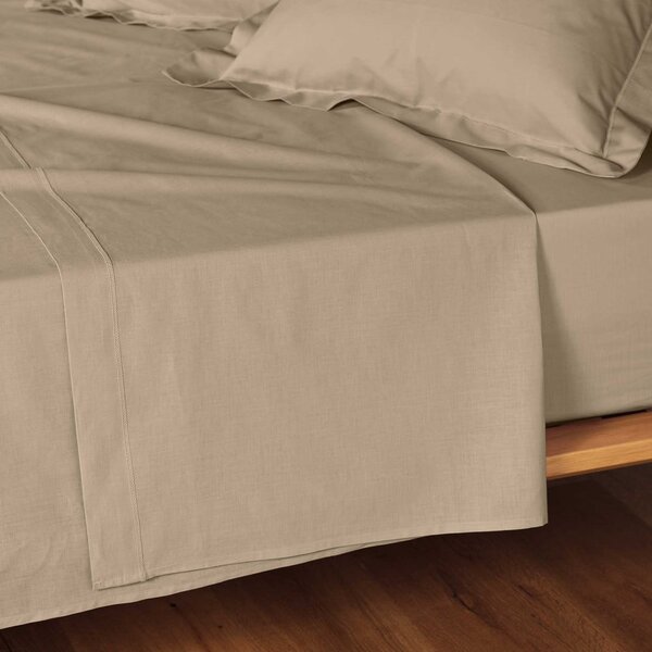 Világosbarna pamut lepedő 180x290 cm Lina – douceur d'intérieur