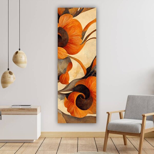 100x40cm Festett absztrakt pipacs függőleges vászonkép