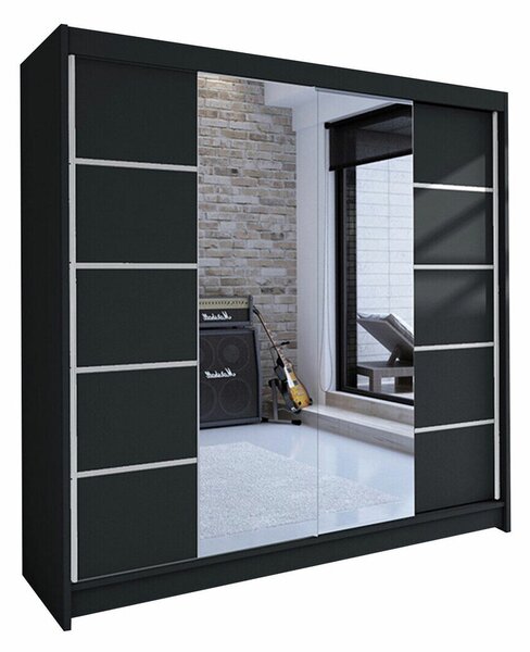 Gardróbszekrény Closico Cavaris V, Laminált forgácslap, 215x180x58cm, Fekete