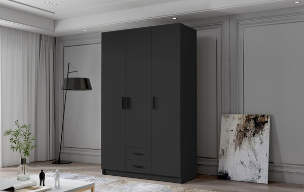 ADA I ruhásszekrény 120 cm – fekete/fekete fogantyúkkal