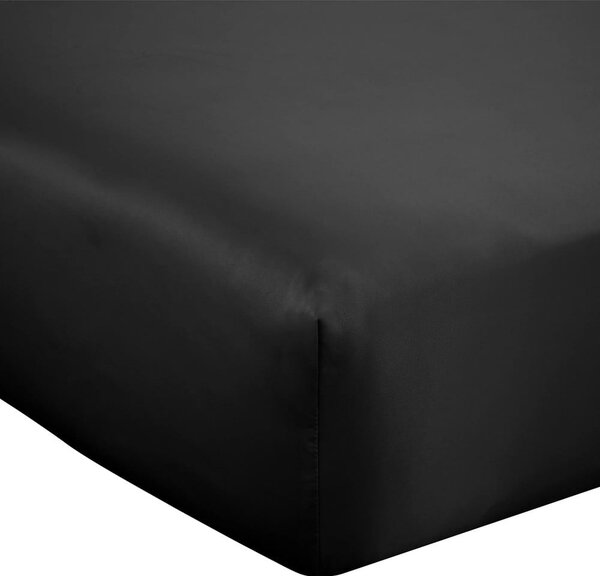 Fekete gumis szatén lepedő 90x190 cm Silky Soft – Catherine Lansfield