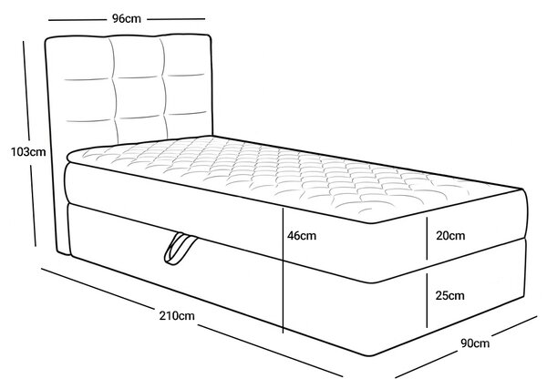 Kárpitozott boxspring ágy DIRELIS VIBE 90x200 cm sötétzöld Matrac: Bonell rugós matrac