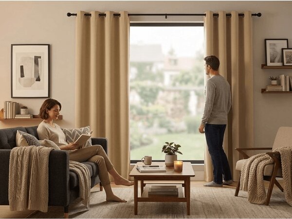 OXFORD bézs függöny 140x270 cm Felfüggesztés: Hullámos sínszalag