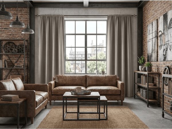 OXFORD szürkésbarna függöny 140x250 cm Felfüggesztés: Hullámos sínszalag