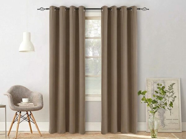 OXFORD bézs függöny 140x250 cm Felfüggesztés: Fém gyűrűk