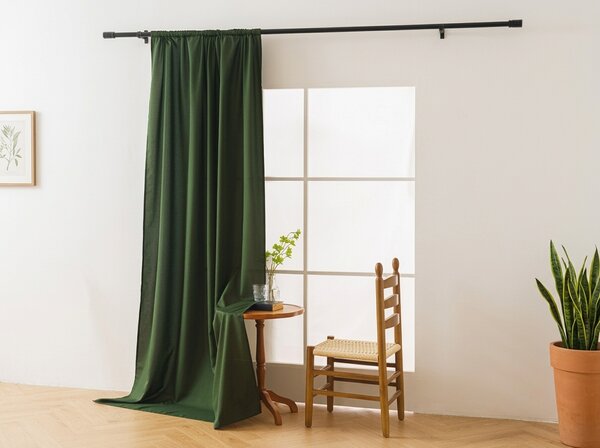OXFORD LIGHT sötétzöld függöny 140x250 cm Felfüggesztés: Hullámos sínszalag