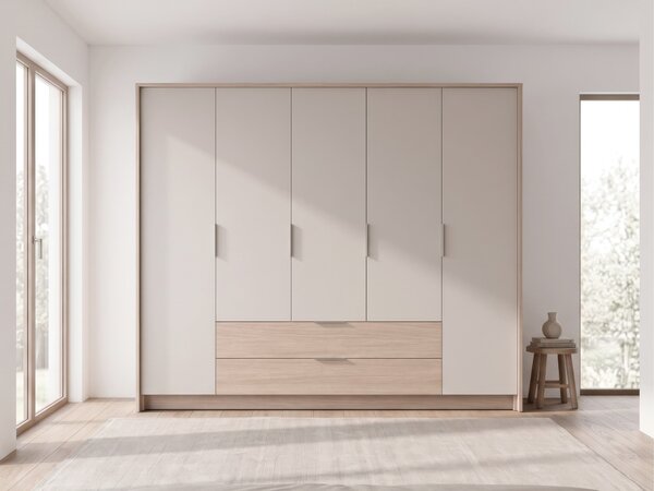 Gardróbszekrény Honolulu 279, Laminált forgácslap, 217x255x65cm, Kasmír, Tölgy