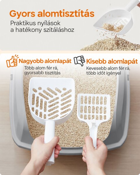 XL macskaalomtálca magas peremmel, levehető oldalfalakkal és lapáttal, palaszürke