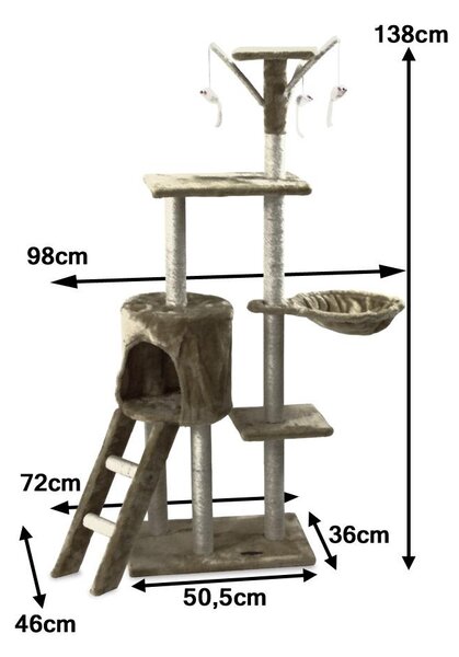 Kaparófa macskáknak Hawaj 138 cm antracit