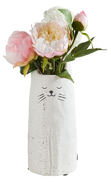 GATO kerámia váza macska fehér, 26 cm