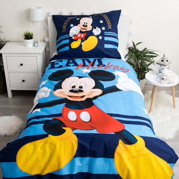 Jerry Fabrics Ágyneműhuzat Mickey Team - Kék | 140 x 200 cm / 70 x 90 cm