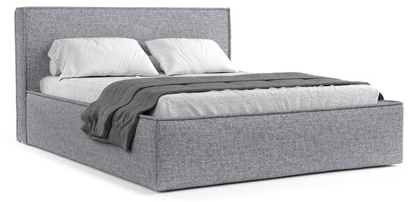 Szürke kárpitozott ágyneműtartós franciaágy ágyráccsal 200x200 cm Lounge L – Maison de Rêve