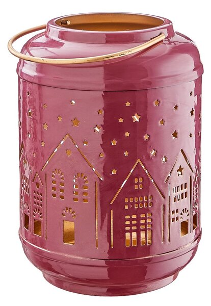 COZY HOME fém lámpás 23 cm, bordó