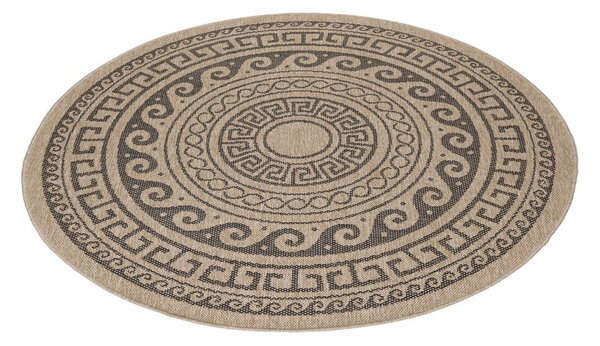 Fekete-bézs kerek kültéri szőnyeg ø 80 cm Comilla – Ayyildiz Carpets