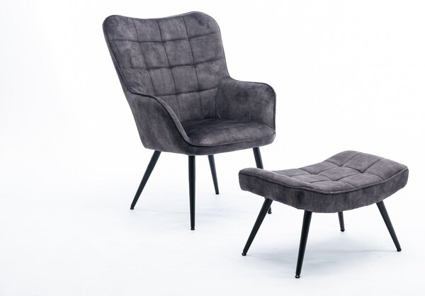 Design fotel Sweden szürke bársony