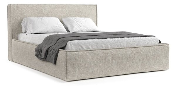 Világosszürke kárpitozott ágyneműtartós franciaágy ágyráccsal 180x200 cm Lounge L – Maison de Rêve