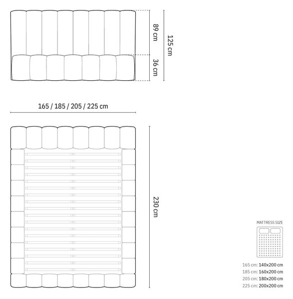 Krémszínű kárpitozott ágyneműtartós franciaágy ágyráccsal 180x200 cm Kelp – Micadoni Home