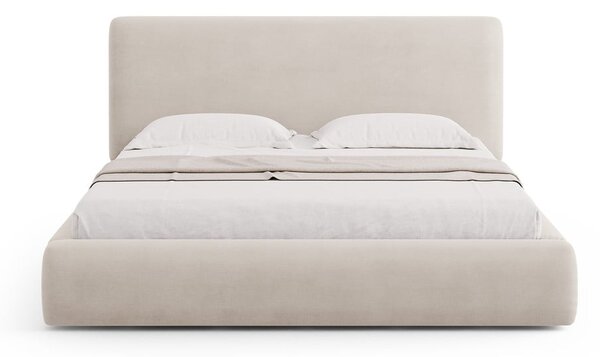 Bézs kárpitozott ágyneműtartós franciaágy ágyráccsal 160x200 cm Colonel – Cosmopolitan Design
