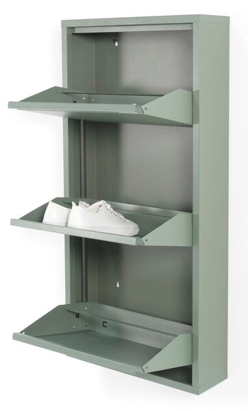 Szürkészöld fém billenő ajtós cipőtartó 50x103x15 cm Billy – Spinder Design