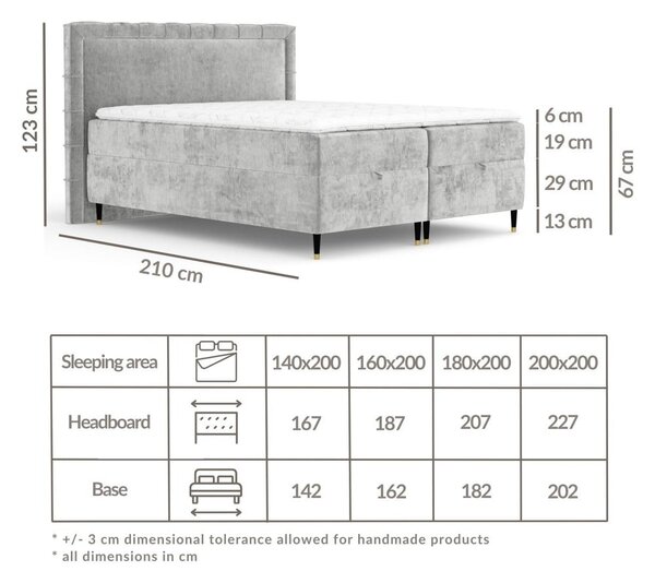 Bézs ágyneműtartós boxspring ágy 180x200 cm Voyage – Maison de Rêve