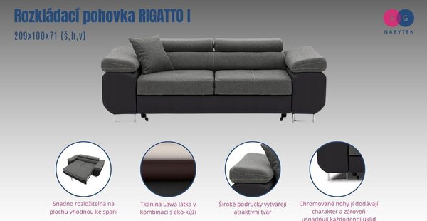 Kihúzható RIGATTO I kanapé Világosszürke/Fekete