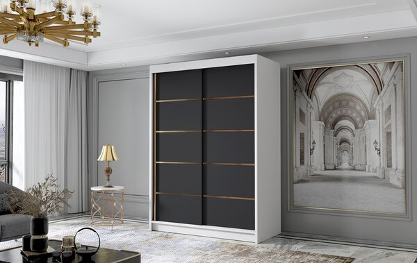 LUNGO IV gardróbszekrény, 120 cm – fehér/fekete
