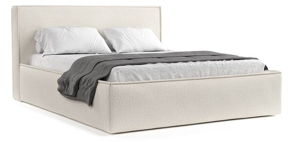 Bézs kárpitozott ágyneműtartós franciaágy ágyráccsal 160x200 cm Lounge L – Maison de Rêve