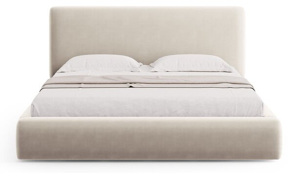 Bézs kárpitozott ágyneműtartós franciaágy ágyráccsal 180x200 cm Colonel – Cosmopolitan Design