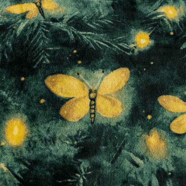 Mikroplüss pléd YELLOW BUTTERFLY, sötétzöld Méret: 160 x 200 cm
