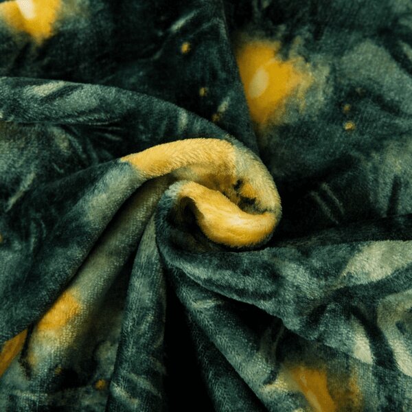 Mikroplüss pléd YELLOW BUTTERFLY, sötétzöld Méret: 160 x 200 cm