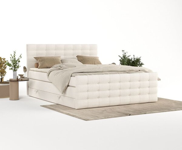 Krémszínű ágyneműtartós boxspring ágy 200x200 cm Blend – Maison de Rêve