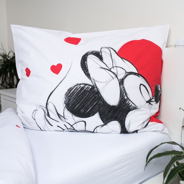 Gyermek pamut ágynemű MICKEY & MINNIE LOVE fehér Ágyneműhuzat mérete: 70 x 90 cm | 140 x 200 cm