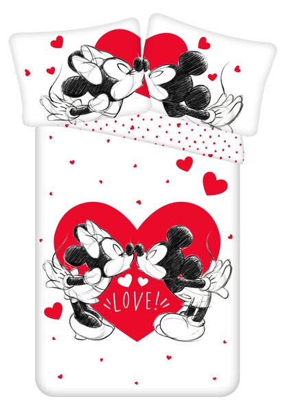 Gyermek pamut ágynemű MICKEY & MINNIE LOVE fehér Ágyneműhuzat mérete: 70 x 90 cm | 140 x 200 cm
