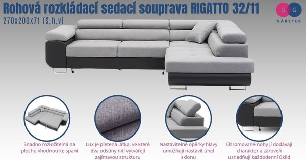 RIGATTO 32/11 sarok kihúzható ülőgarnitúra Jobb