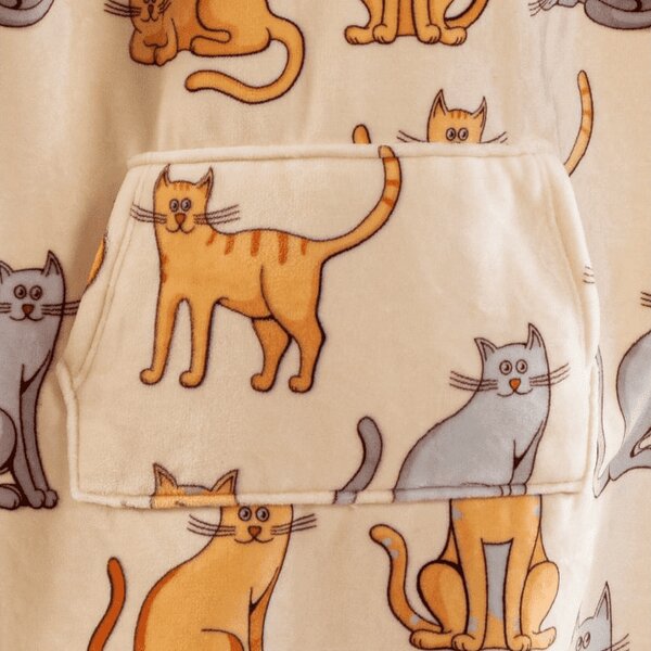 COLORED CATS krém báránybunda hatású kapucnis, ujjas pléd