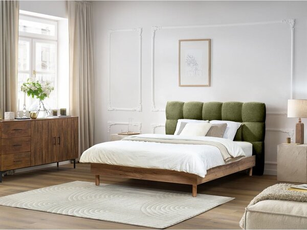Zöld kárpitozott franciaágy ágyráccsal 160x200 cm Kumo – Bobochic Paris
